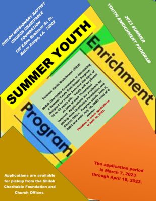 2023 SUMMER YOUTH ENRICHMENT FLYER - Shiloh