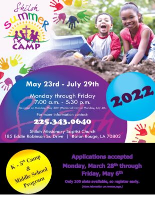 Shiloh Summer Camp 2022 FLyer - Shiloh